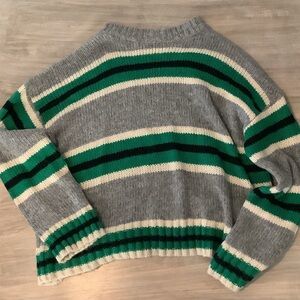 Urban Outfitters Gray and Green Striped Sweater